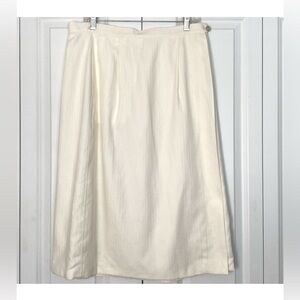 Giuliva Italian Silk Cashmere Pleated Midi Wrap Skirt Cream Size 46 Size 12